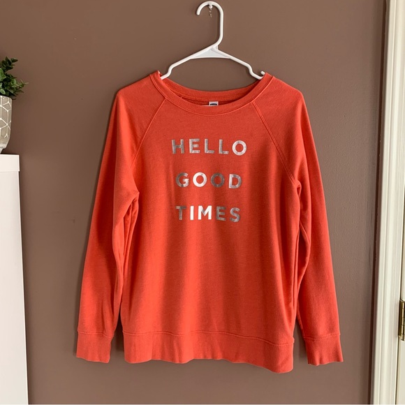 Old Navy coral hello good times crewneck sweatshirt size small - Picture 2 of 7